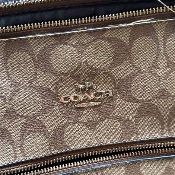 Coach Tan and Black Signature Tote - Picture 3 of 6